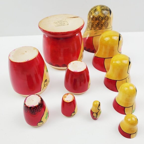 Russian Nesting Dolls Matryoshka Set 6 VTG 1965 Mampewka 6.5" Wood Hand Painted - Picture 13 of 14
